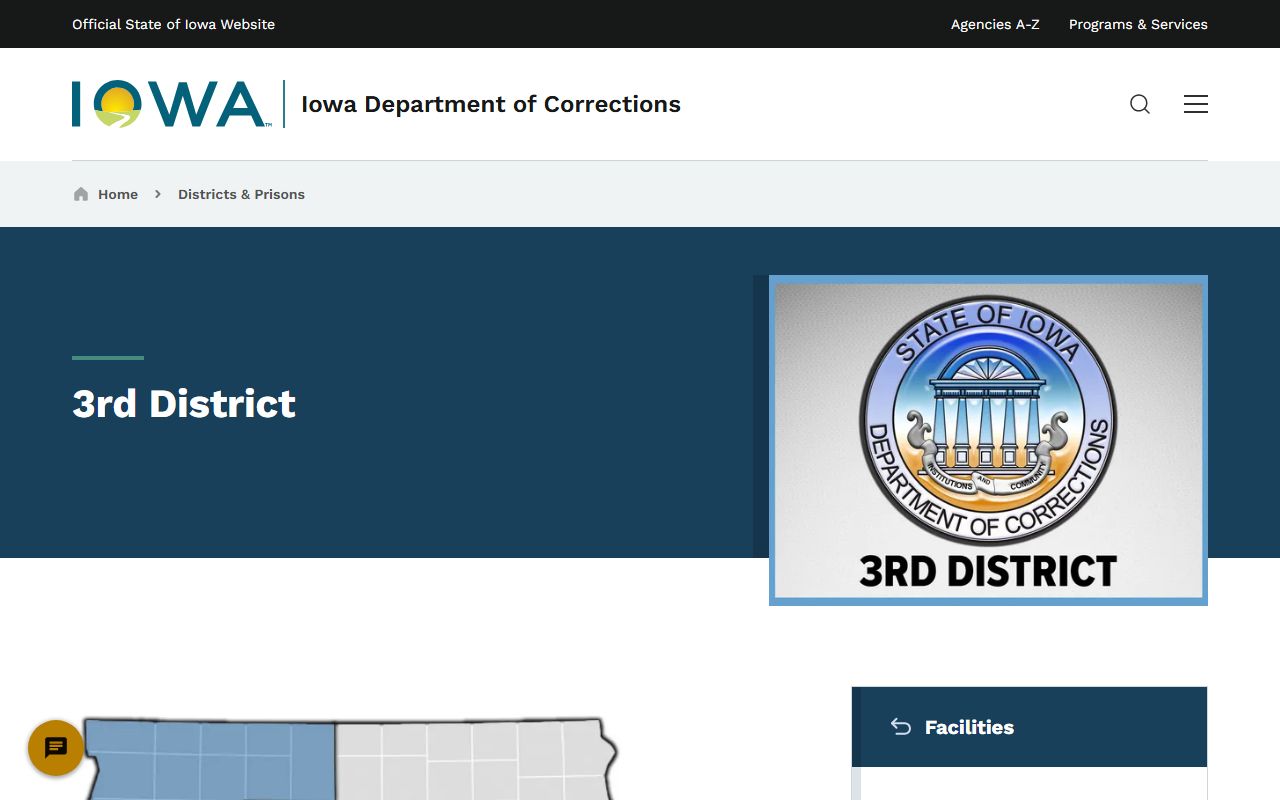 IDOC 3rd District page for Sioux City Residential Treatment Facility offender search